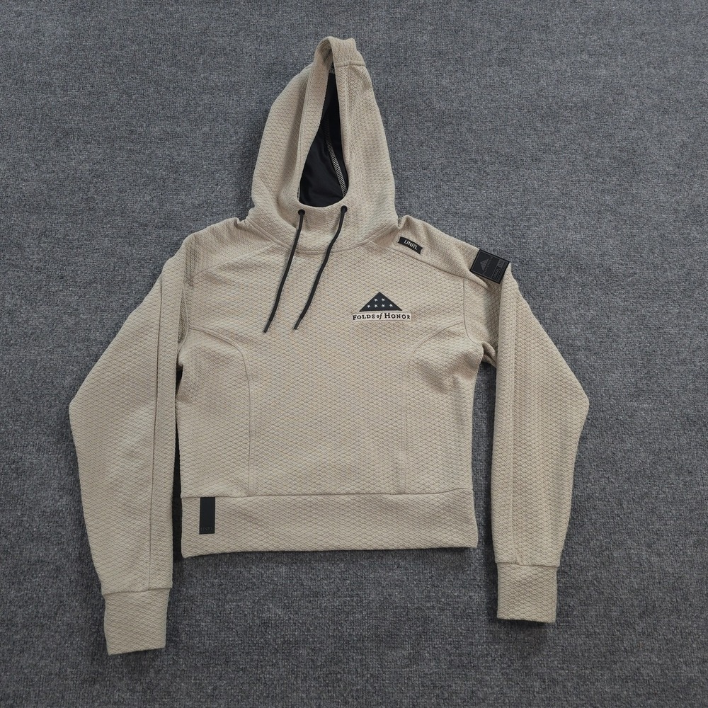 UNRL Hoodie Womens M Beige Elevation Folds Of Honor Limited Edition USA Flag
